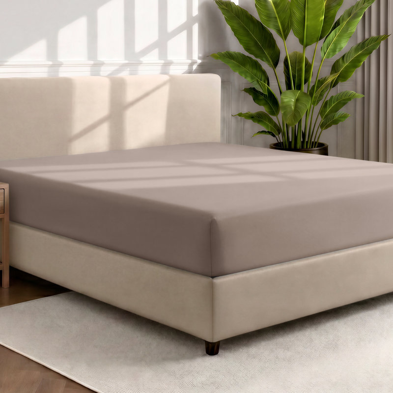 Microfiber Fitted Sheet, Queen Fitted Sheet, Taupe