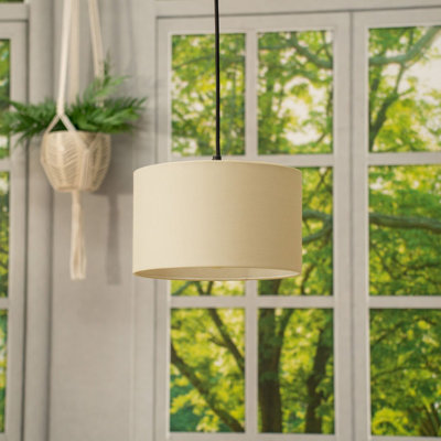 Symya 15cm H Cotton Round Lamp Shade ( Slip-On ) in Cream