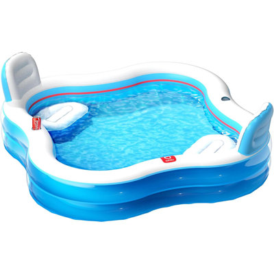Piscine gonflable avec 2 sièges et dossiers, piscines familiales pleine grandeur pour enfants et adultes pour la cour, le jardin et l'extérieur