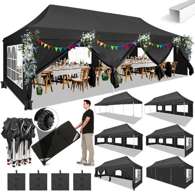 Auvent 10 x 30 avec 5 parois latérales, tente pour les fêtes, les mariages et les publicités