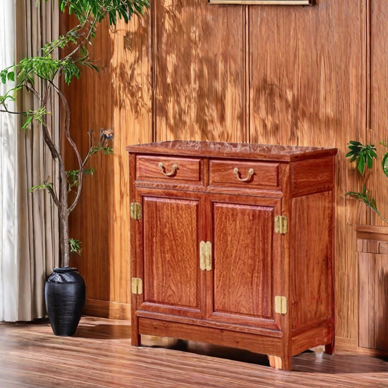 Buffet chinois en bois massif, 34.6" H x 30.7" W x 15.7" D