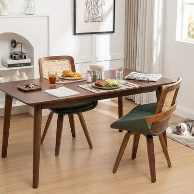 Brinskelle 20" W Faux Leather Swivel Modern Dining Chair