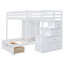 Lit superposé double au-dessus de simple avec garde-robe et tiroirs-1275486964