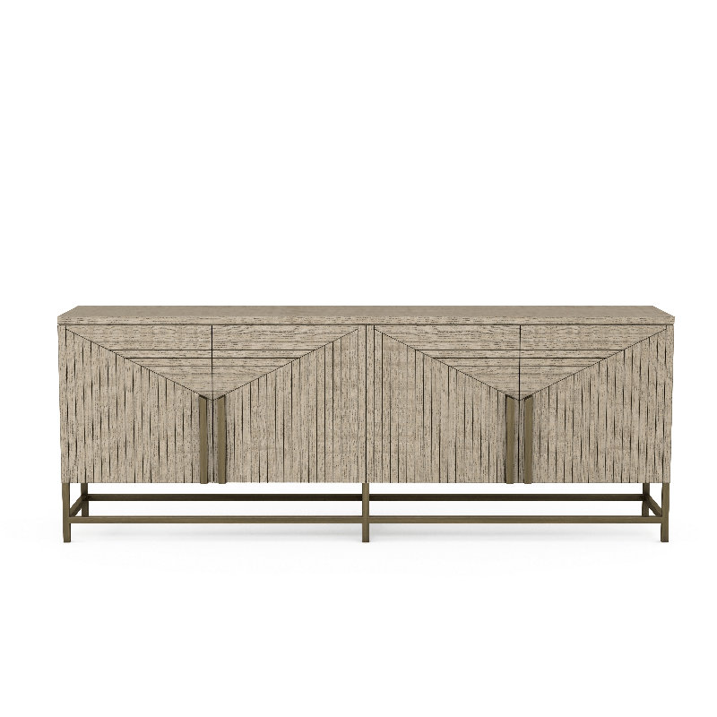 Gray Shale Poplar and Metal Entertainment Console with Cabinet