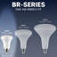 Ampoule DEL Luxrite BR40 12W = 90W 5CCT 2700K 3000K 3500K 4000K 5000K à intensité variable, 1 080 lumens, ampoule DEL à DEL, homologuée UL, paquet de 4 à culot moyen E26