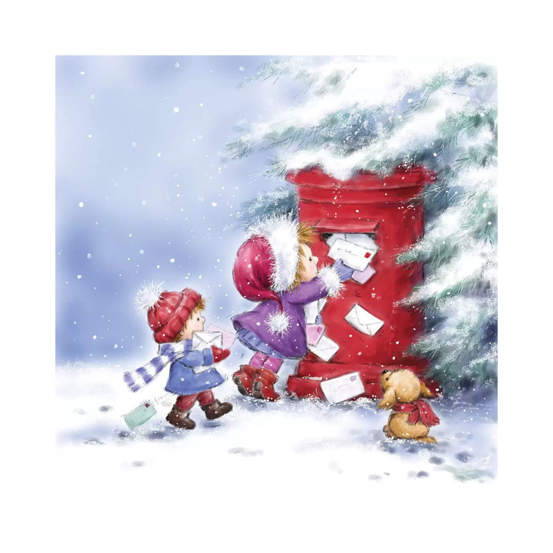 Little Girl And Boy With Letters by MAKIKO - Wrapped Canvas Print, 45.72 cm H x 45.72 cm W x 1.91 cm D
