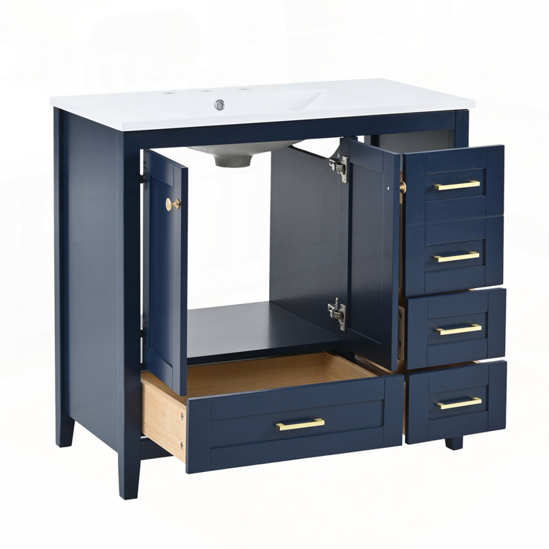 Ensemble de meuble-lavabo autoportant avec rangement abondant et fabrication durable