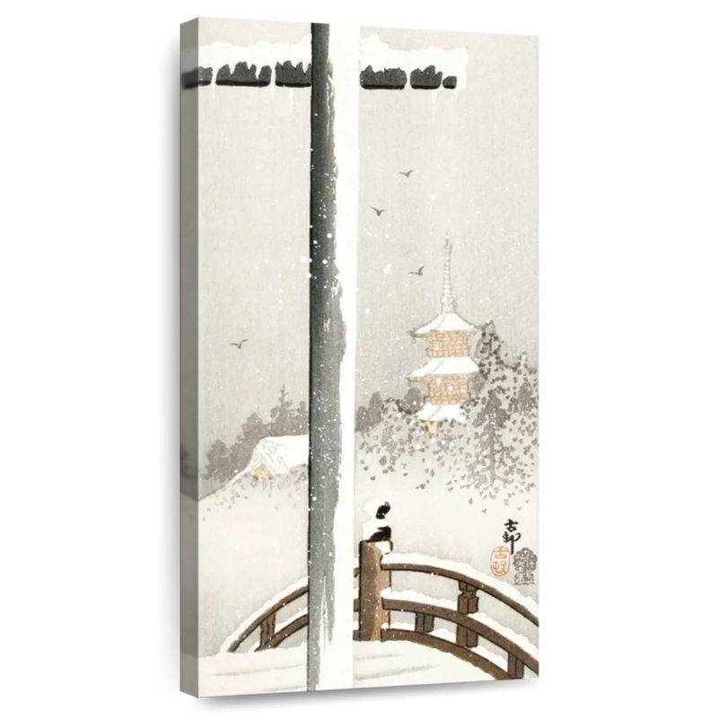 Torii dans la neige, H 24 po x l 12 po