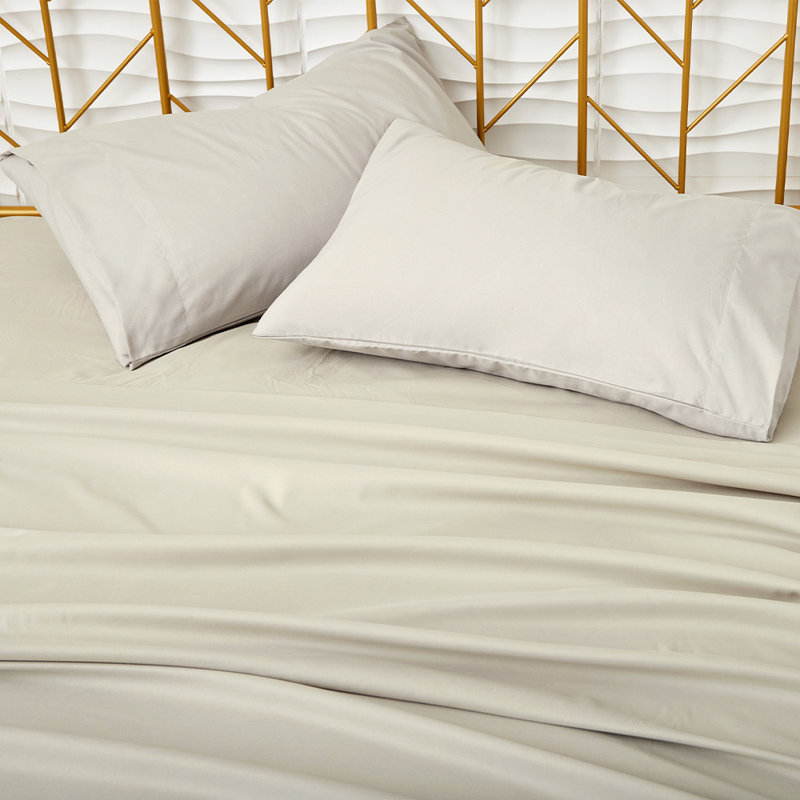 Cream Twin XL Organic Bamboo Cotton Microfiber Bed Sheet Set