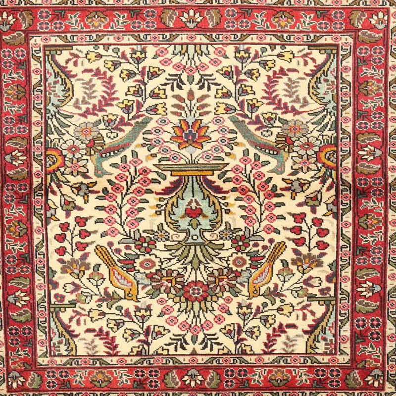 Tapis oriental rouge / beige / vert Abello, Rond 3 pi