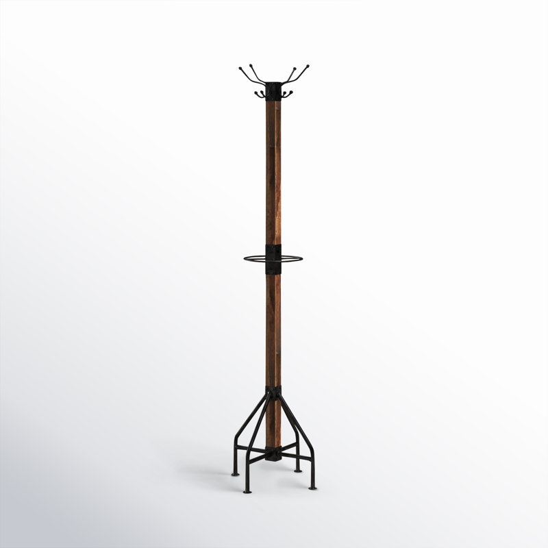 Donan 8 - Hooks Freestanding Coat Rack, Walnut Brown/Black