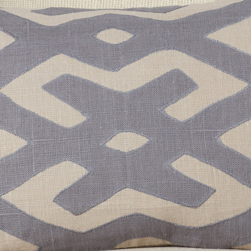 Coussin lombaire en lin Alona, Gris anthracite / gris clair, Duvet / Plumes [LÉGAL : NE PAS UTILISER]
