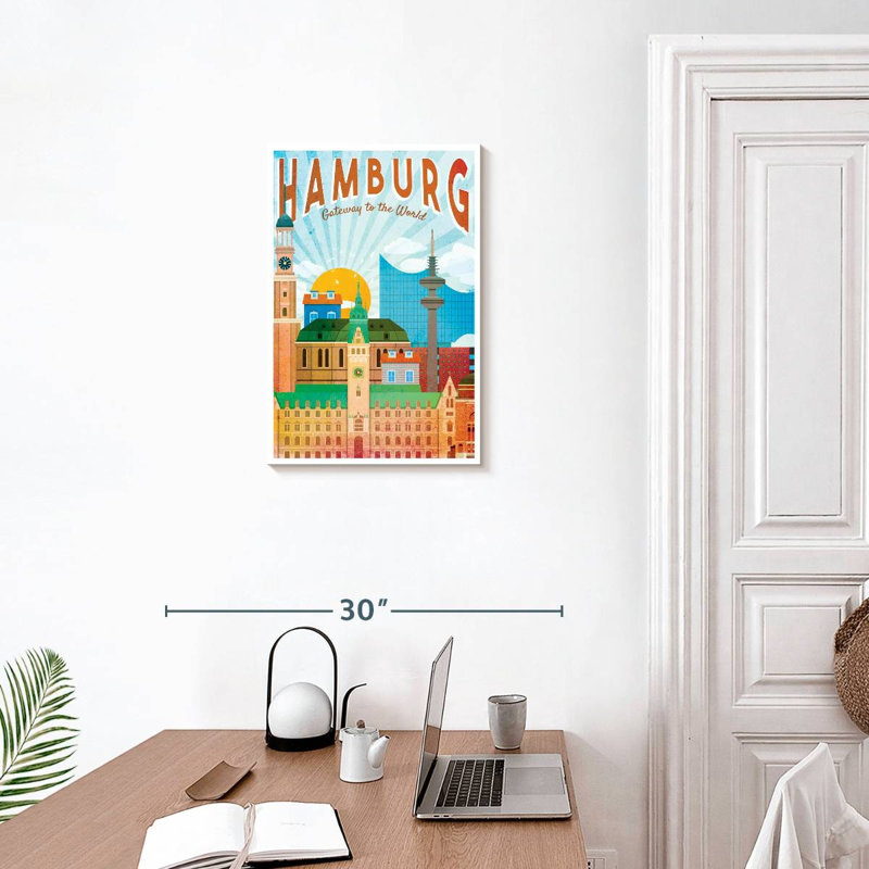 Affiche rétro de Hambourg, H 24 po x l 16 po