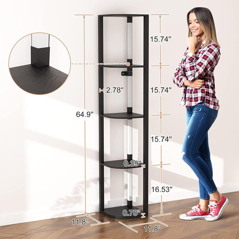 Corner Shelf with Light, Modern Home Decor Stand Floor Lamps with Storage Shelves for Collectibles