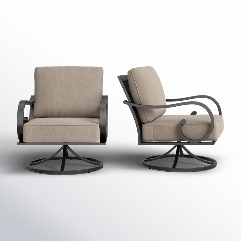 Chaise de patio pivotante avec coussins Aleira, Brun clair