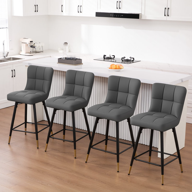 Tabouret de bar pivotant 26 po, Gris, 4