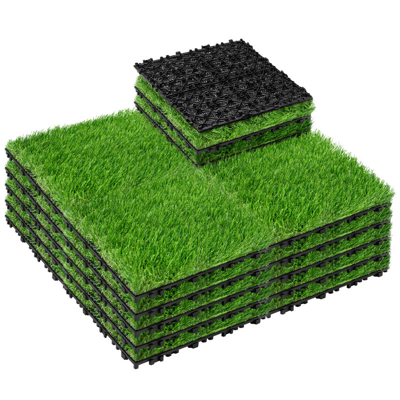 27 Pack Interlocking Artificial Grass Tiles - 12"x12" Artificial Lawrn Deck Flooring Turf