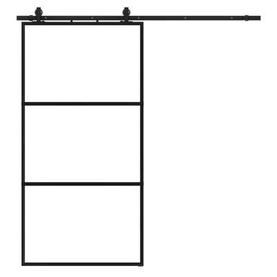 42"x 96" Metal and Clear Glass Sliding Barn Door with Installation Hardware Kit ( Soft-close Included)