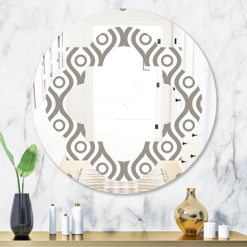 Miroir mural quadrilobe éclectique, H 31,5 po x l po
