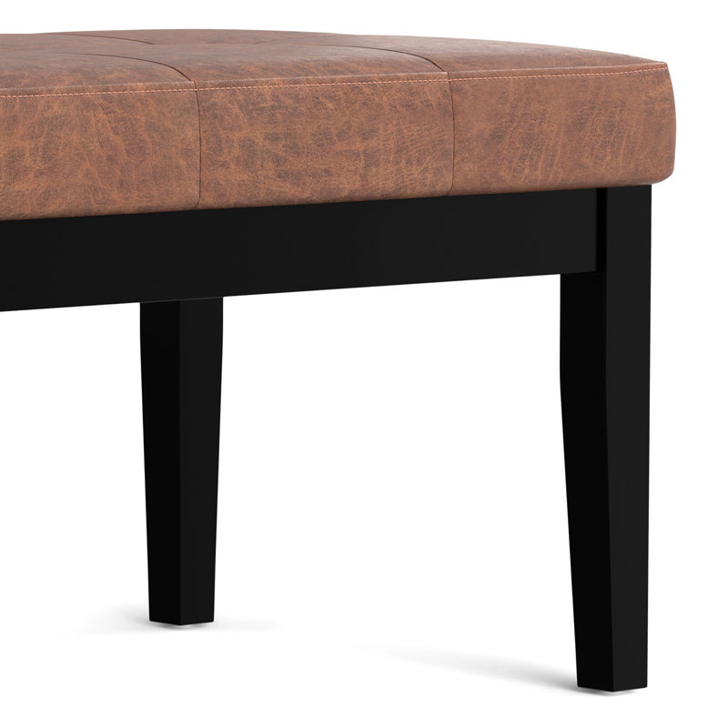 Lacey 26" Saddle Brown Tufted Faux Leather Ottoman Bench
