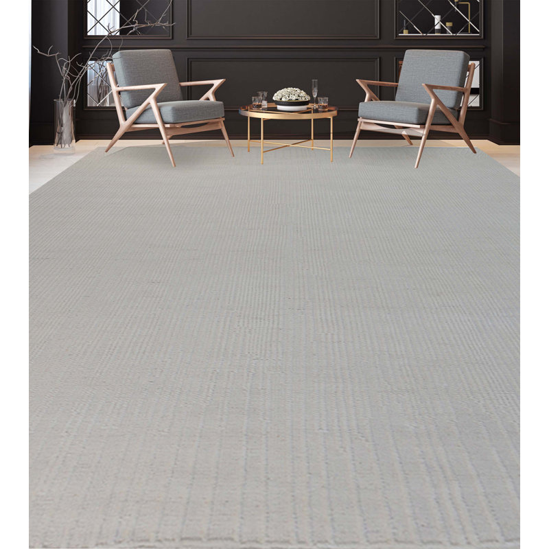 Wool Area Rug in Ivory, Rectangle 9' x 12'