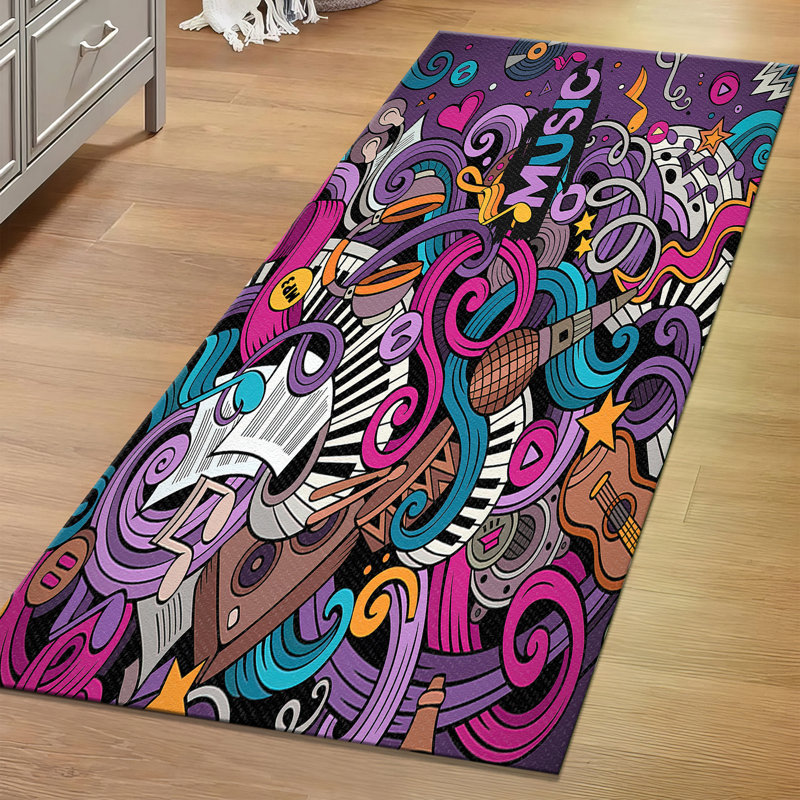 Exquisite Soft Non-Woven Printed Rug with Intricate Floral and Geometric Design in Vibrant Colors for a Touch of Elegance in Any Room