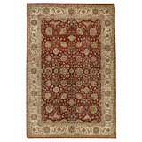 High-Quality Hand-Knotted Red And Ivory Area Rug