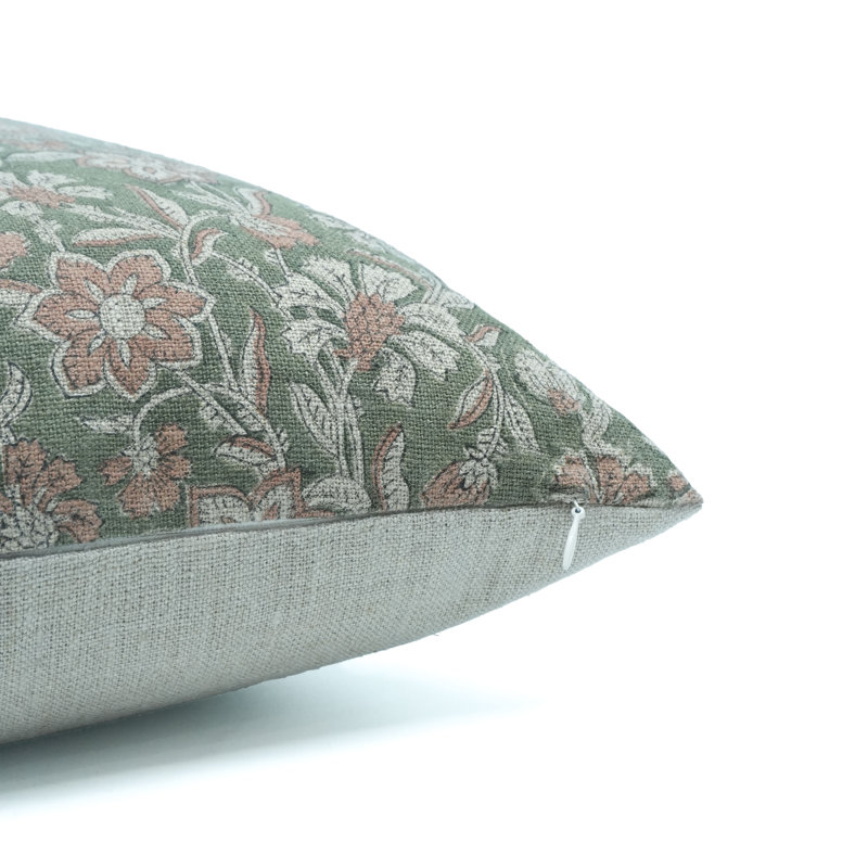 Housse de coussin en lin vert à imprimé bloc Boho, coussins floraux pour décoration intérieure - Jarul, 20X20