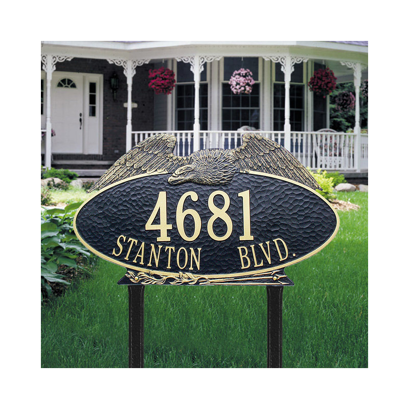 Plaque d'adresse sur 2 lignes Eagle, Oui, Cuivre antique