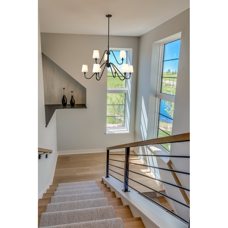 Sujal 9 - Light Steel Dimmable Classic / Traditional Chandelier, 28.25" H x 46" W x 46" D, Matte Black