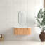 Meuble-lavabo de salle de bain mural 36 po à lattes flottantes courbées 36 po avec lavabo en céramique massif et 2 tiroirs latéraux sans robinet, pré-assemblé