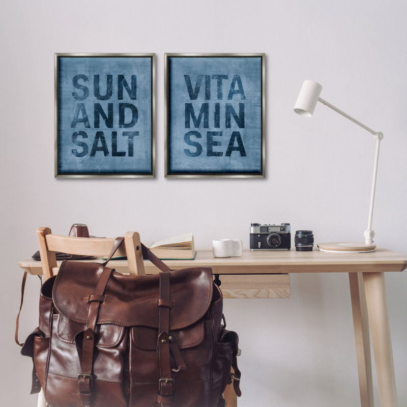 "Summer Beachy" par Victoria Barnes, 2 pièces sur toile, Cadre flottant gris lustré, H 21 po x l 34 po
