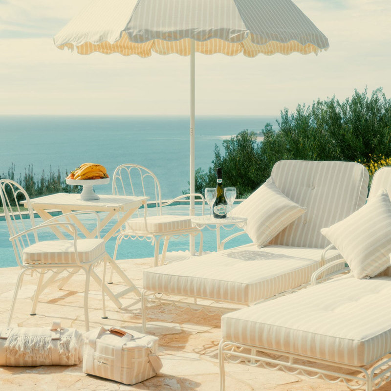 Beach Blanket, Tan/White