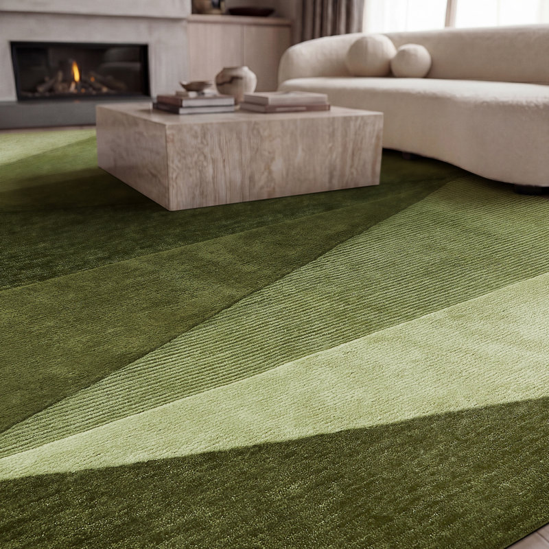 Arlo Hand Tufted Wool Geometric Area Rug in Green, 8'6" x 11'6"