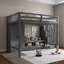Structure de lit double pleine grandeur avec garde-robe, table de rangement basse et escalier de rangement-1895532518