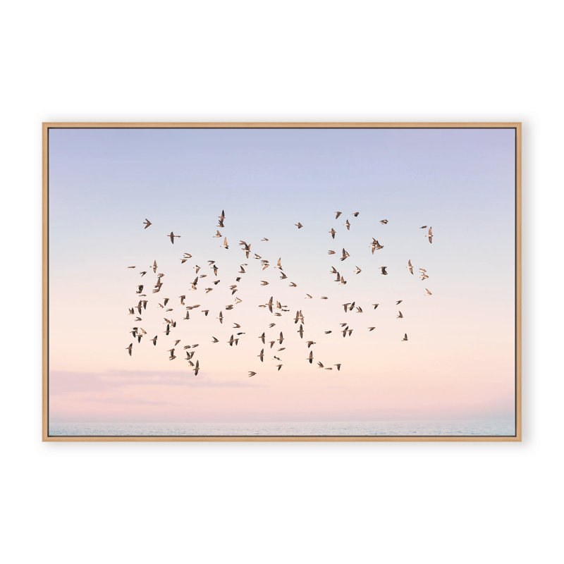 Nature Inspired Sunset Flight by  - Picture Frame Photograph on Paper, Framed Canvas, 16" H x 24" W x 2.375" D, Gold