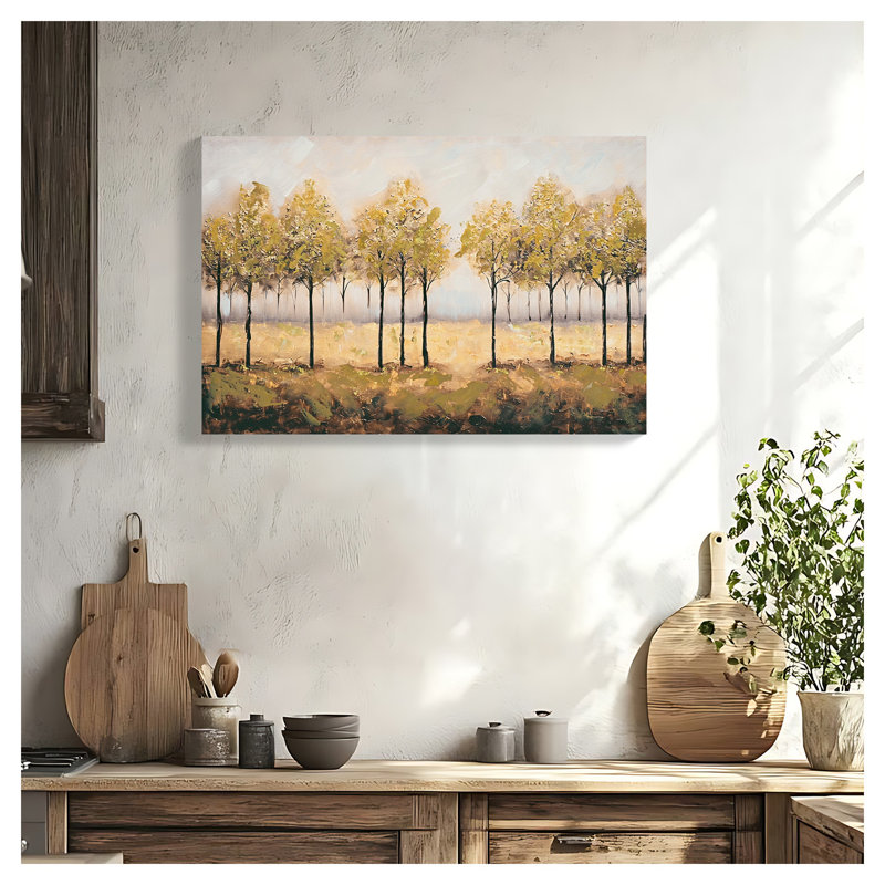 Automne, art mural sur toile orné de feuilles d'or - 24 x 36 pouces, peinture abstraite encadrée avec pierres intégrées pour le salon et la chambre à coucher