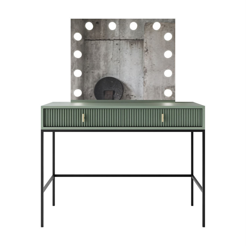 Deonni Dressing Table with Mirror, Green