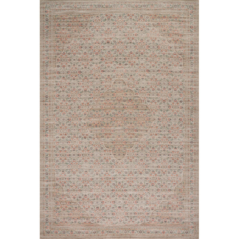Ismara Traditional Medallion Area Rug, Rectangle 7'10" x 10', Red/Beige