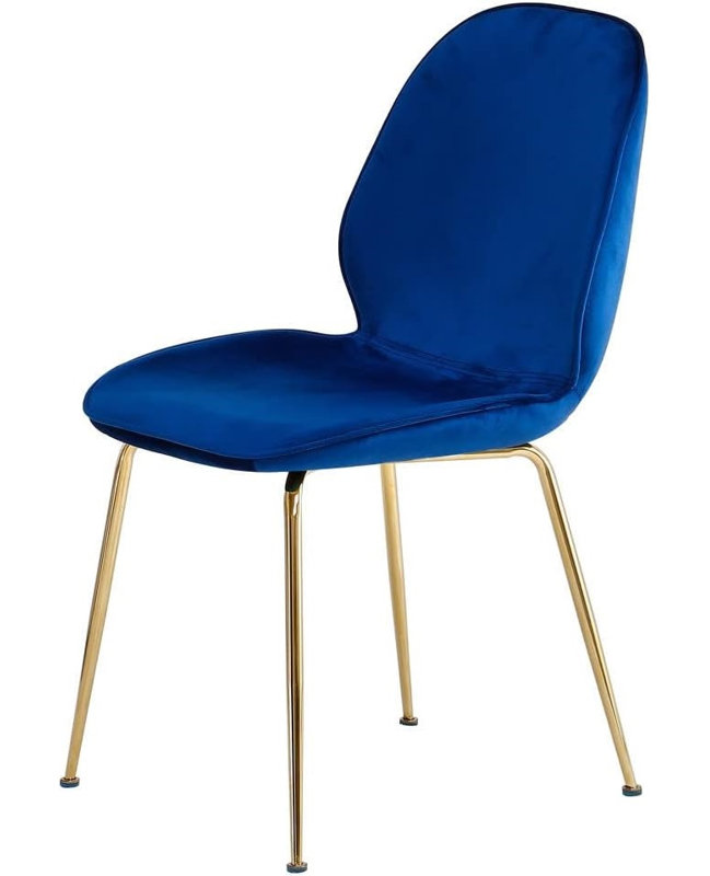 Chaise d'appoint rembourrée et revêtue de velours, Bleu