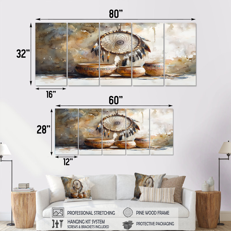 Ensemble de décorations murales poterie brune et grise, H 28 po x l 60 po