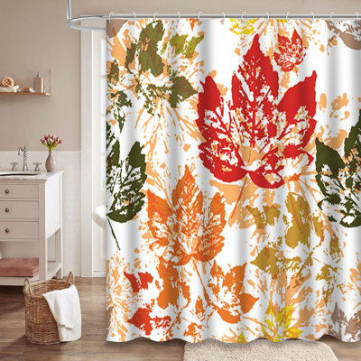 Rideau de douche à motif abstrait en toile d'automne avec 12 crochets