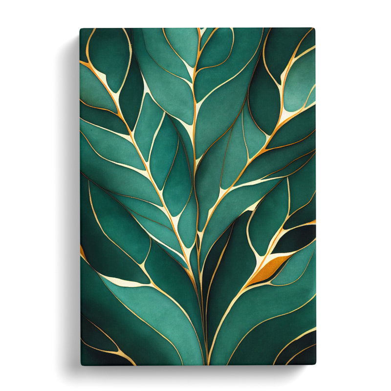 Meila Ivy Leaf Marbling - Wrapped Canvas, 76cm H x 50cm W x 3cm D