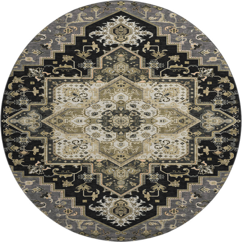 Premium Machine Washable Cossette AMF1036 Oriental Rug, Round 8'