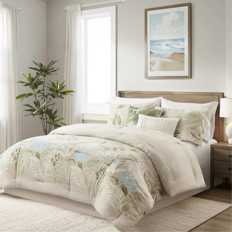 Édredon très grand 6 pièces bleu tropical et motif, tissu tricoté sur des coussins, lavable à la machine avec des taies décoratives, impression magnifique, preuve de broderie