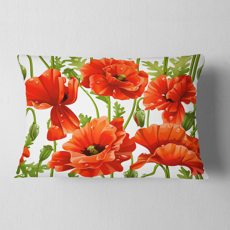 Modèle sans couture de coquelicots rouges - coussin décoratif imprimé floral