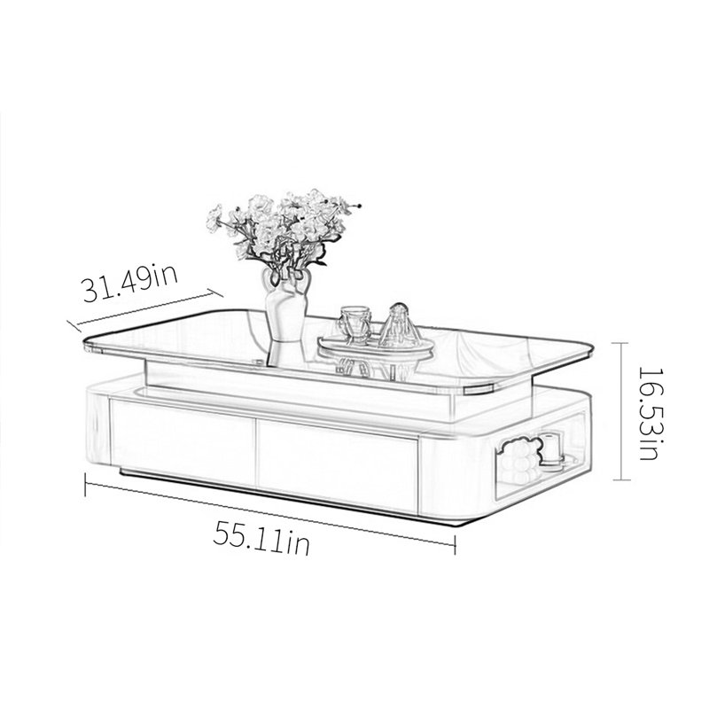 Table basse à surface en verre trempé