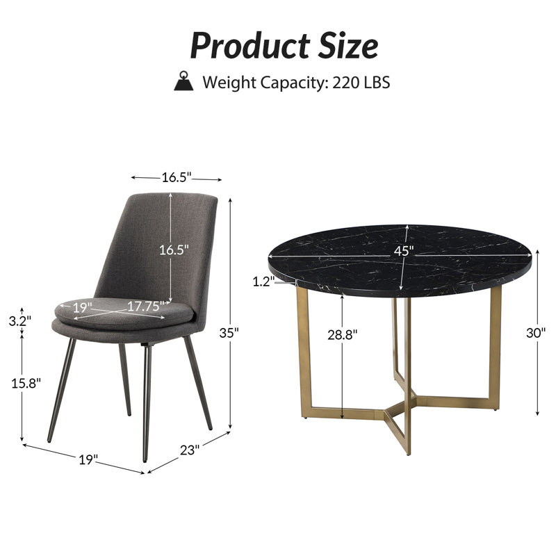 Ensemble repas pour 4 personnes Asiel, Gris anthracite, Noir / gris