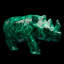 Rhinocéros de malachite sculpté à la main / 10 lb