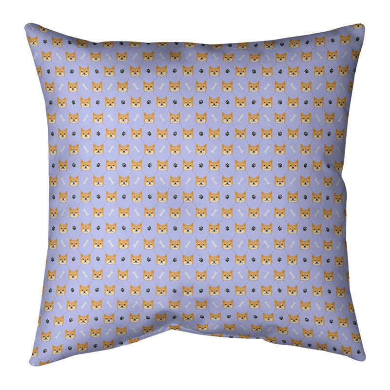 Oreiller Katelyn Elizabeth, 26 po x 26 po, Polyester / Bourre en polyester, Bleu pâle / Brun / Noir